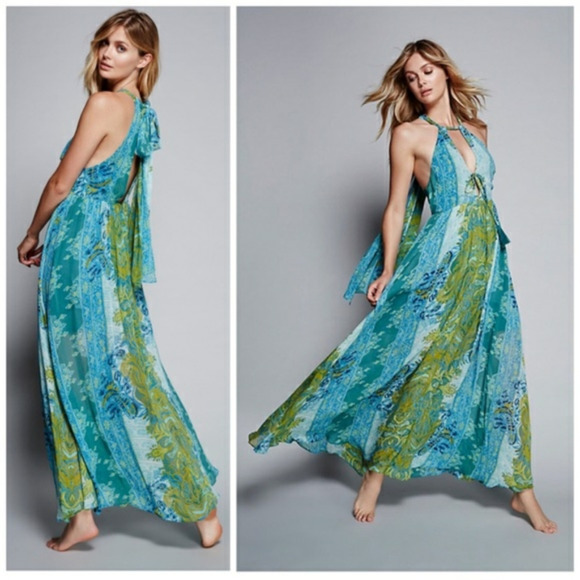 Free People Blue Unattainable Maxi Dress - Picture 1 of 5